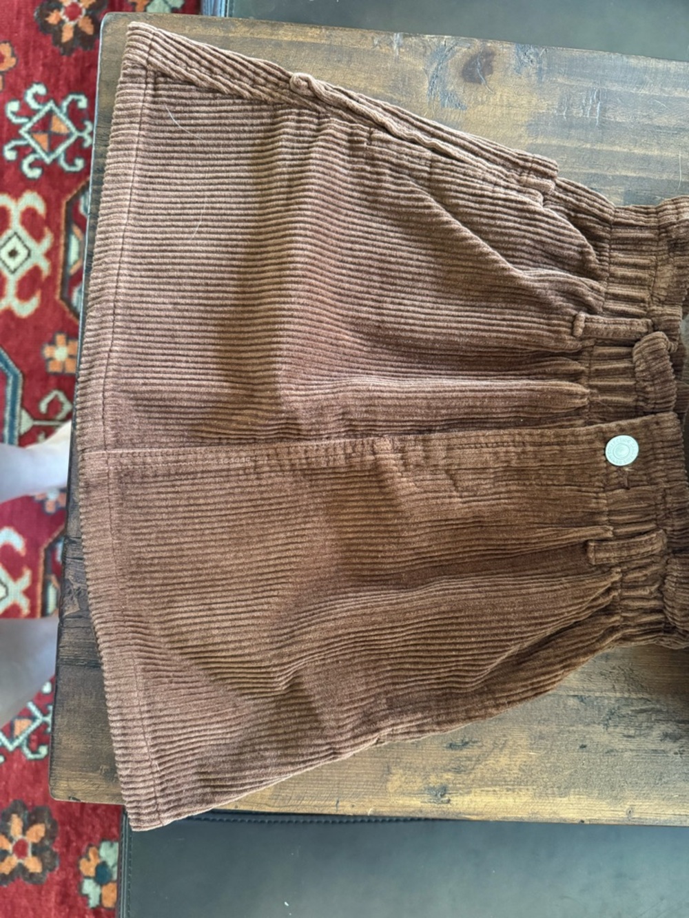 Zara Brown Corduroy Elastic-Waist Skirt